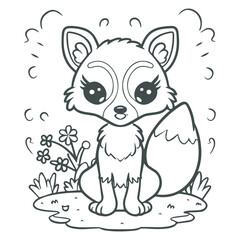 cartoon style cute white fox