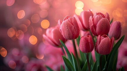Bold and colorful tulip buds against a bright, spring-themed background exude energy and renewal