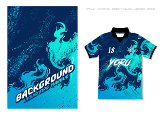 sublimation jersey design sporty abstract flame fire liquid lava pattern background halftone marble texture vector illustration