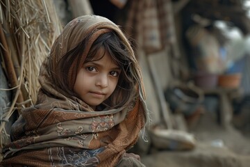 A pitiful and poor Indian child Waiting for help From poverty to a sad and hopeless expression