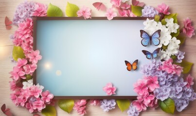 Decorated Picture Frame With Flowers and Butterflies