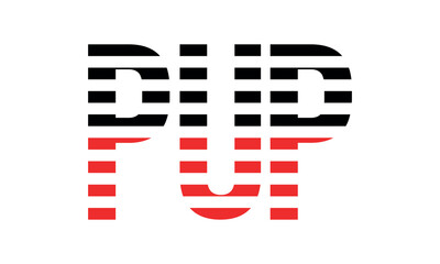 PUP three initial letter iconic line negative space minimal logo design vector template. monogram, abstract, wordmark, business, typography, minimalist, brand, company, flat, modern, unique, simple