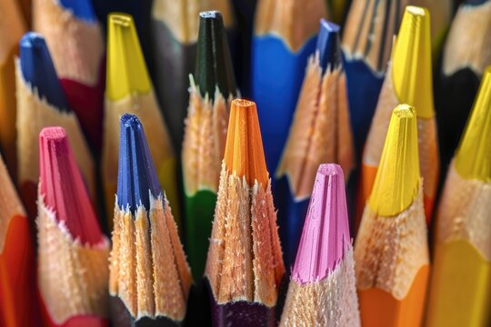 Colorful array of art supplies on a white background: pencils, crayons, pens, and more, creating a vibrant spectrum for creative education