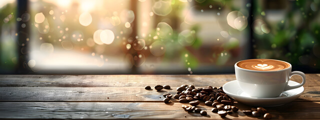 Close-up photos show a steaming cup of coffee, another with coffee beans, and a festive scene in...