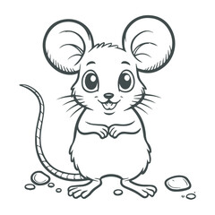 cartoon style cute white mouse