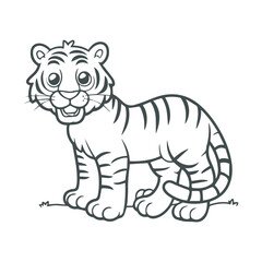 cartoon style cute white tiger