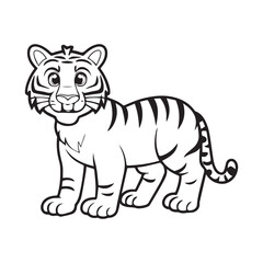cartoon style cute white tiger