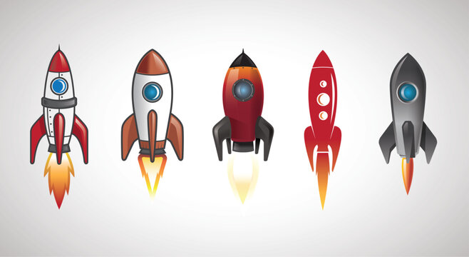 creative rocket spaceship logo collection vector icon design symbol illustration
