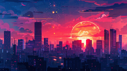 Colorful city scape background illustration 