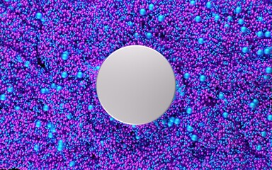 Beauty podium background with blue and purple particles
