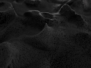 Abstract 3d black particles on dark background
