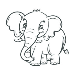 cartoon style cute white elephant