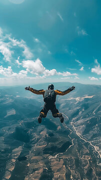 man parachuting from the top of a mountain.