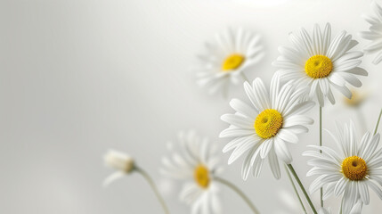 Daisy flower on white background with copy space 