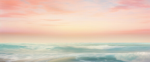 Serene gradient seascape with a pastel-colored sky and gentle waves, offering the cutest and most...
