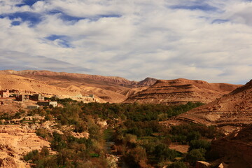 Fototapeta na wymiar View on a mountain in the High Atlas which is a mountain range in central Morocco, North Africa, the highest part of the Atlas Mountains