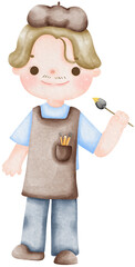 Artist Holding Brush Creating Colorful Masterpiece,Creative Painting Hobby