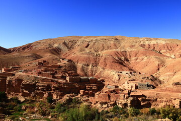 View on a tsar in the High Atlas which is a mountain range in central Morocco, North Africa, the highest part of the Atlas Mountains - obrazy, fototapety, plakaty