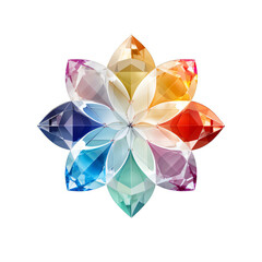 Fototapeta premium colorful crystal stone flower on a transparent background png isolated