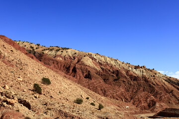 View on a mountain in the High Atlas which is a mountain range in central Morocco, North Africa, the highest part of the Atlas Mountains