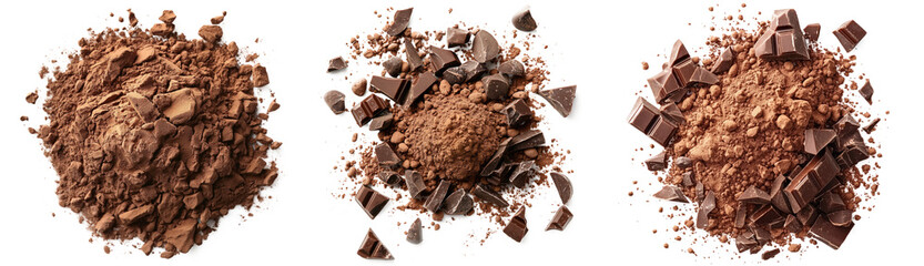 cocoa chocolate powder. Tantalizing triptych featuring exploding chocolate and cocoa powder...