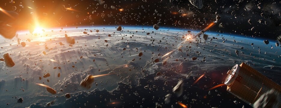Space Debris Mitigation Mission: Robotic Spacecraft Fleet in Earth Orbit Engaged in Junk Collection with Precision