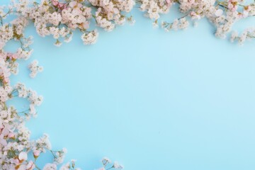 Blue Background With White and Pink Flowers
