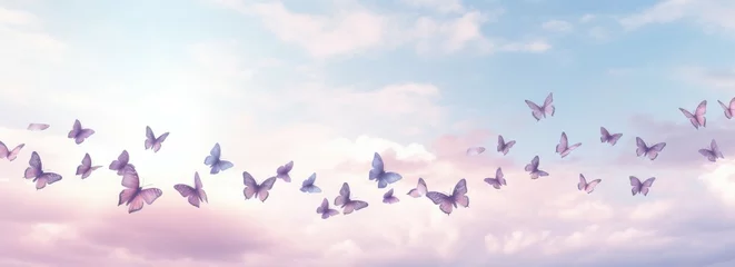 Fotobehang Fluttering Butterflies in the Spring Sky © Akhtar