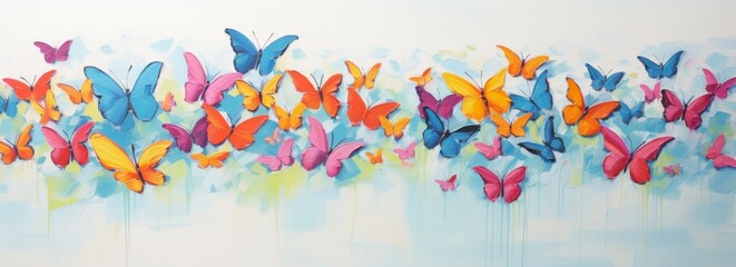 Group of Colorful Butterflies Painting
