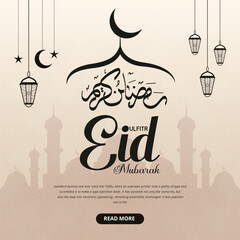 Eid Mubarak and eid ulfitr social media banner Instagram post template