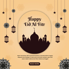 Eid ulfitr mubarak islamic festival social media banner template