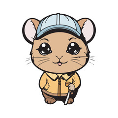 illustrate a kawaii style, cartoon style, sticker type black outline, full body Hamsters and with the following 