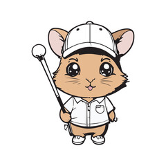 illustrate a kawaii style, cartoon style, sticker type black outline, full body Hamsters and with the following 