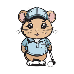 illustrate a kawaii style, cartoon style, sticker type black outline, full body Hamsters and with the following 
