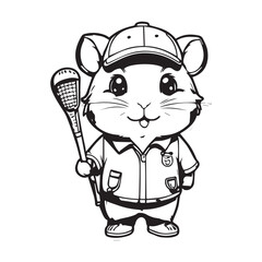 illustrate a kawaii style, cartoon style, sticker type black outline, full body Hamsters and with the following 