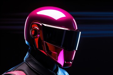 a person wearing a pink helmet
