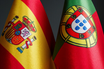 Flags of Spain and Portugal as a symbol of cooperation.