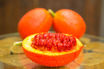 Gac fruit (Momordica cochinchinensis),is a species of plant in the melon and cucumber. It is...