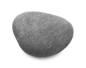 One grey stone isolated on white, top view