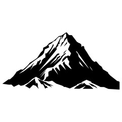 Mountain silhouette vector icon. Rocky peaks. Mountains ranges. Black and white mountain icon vector for logo