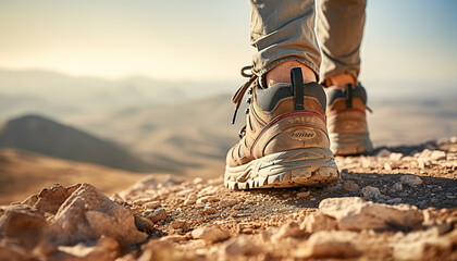 mountain runners or hikers from behind