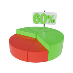 Pie Chart 60 Percentage 3d illustration