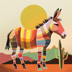 Obraz premium Stylized donkey Illustration in minimalistic style