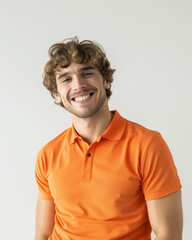 Young man smiling on white background