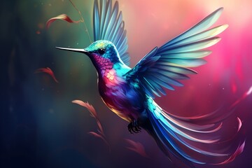 a colorful bird flying in the air - obrazy, fototapety, plakaty