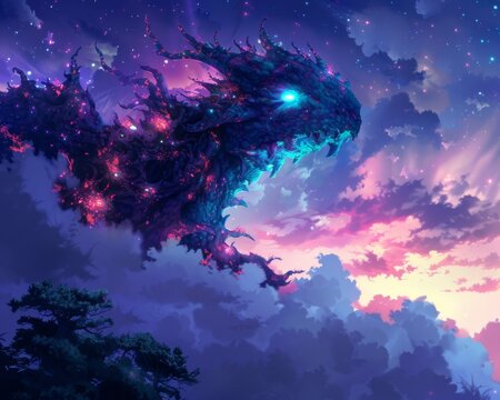 Heavenly skies embrace the anger of a microscopic Skinwalker, turning pain into an exotic monster