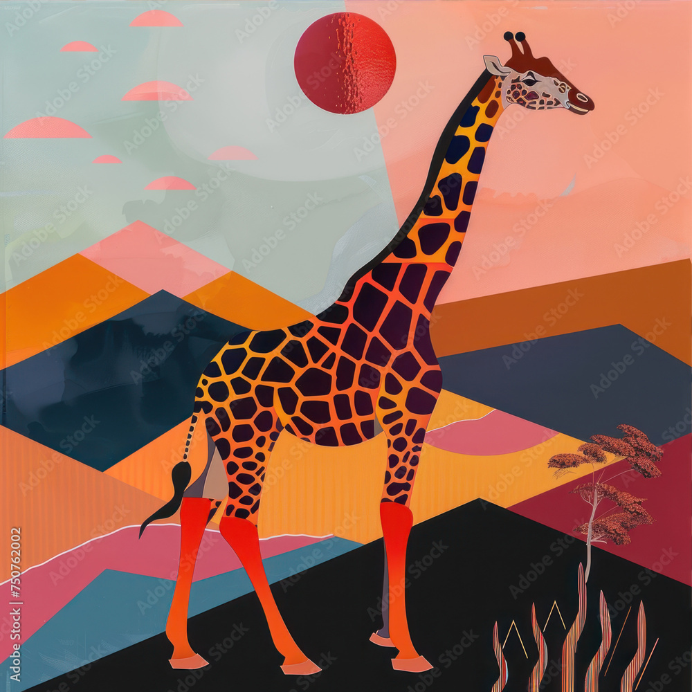 Wall mural Stylized giraffe. Illustration in minimalistic style
 - Wall murals