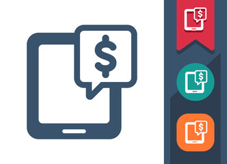 Tablet Icon. Mobile Banking, Internet Banking, Online Shopping, Money, Dollar