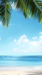 Fototapeta na wymiar Palm Tree and Ocean at Beach. Generative AI.