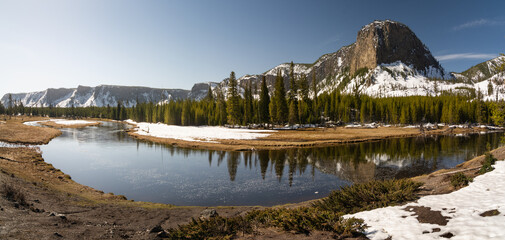 Panoramic view of Madison river in Yellowstone